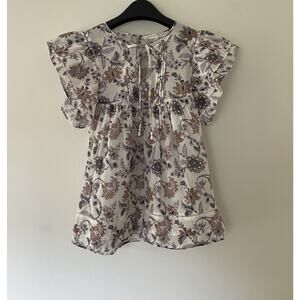 Melissa Nepton Wilma Short Sleeve Blouse Floral Pattern Multicolor Size XS